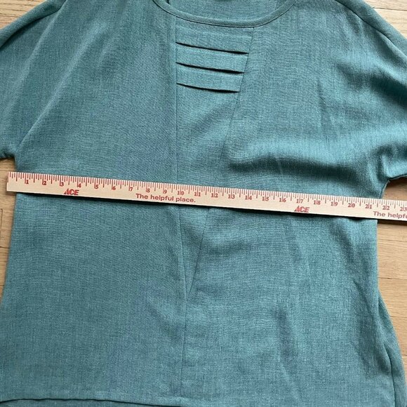 Emmelle Women's Blouse Top Round Neck Short Sleeve Pullover Solid Green Size 0 - Picture 5 of 6